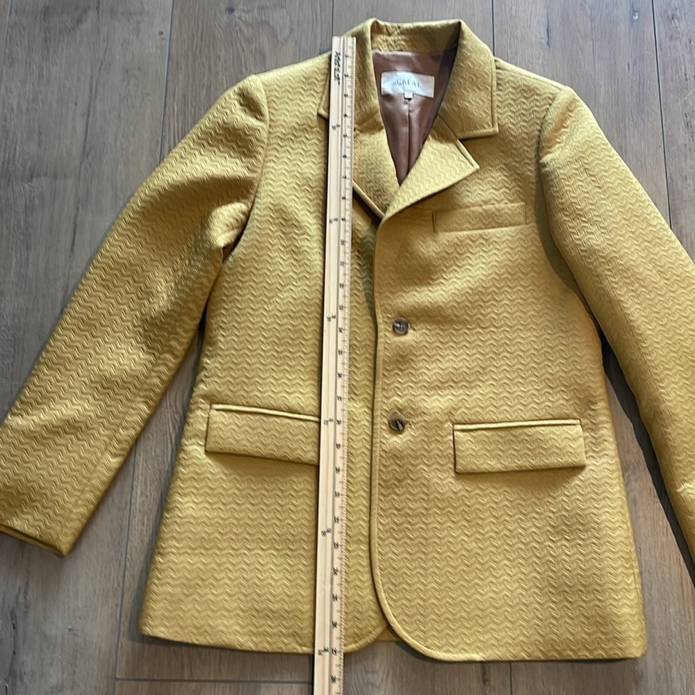 NWT The Great The Blazer Jacquard Suit Jacket Size S 4-6 Mustard Yellow Chevron - Picture 12 of 13